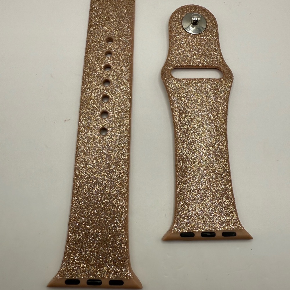 Gold Glitter Silicone Band Strap For Apple Watch 40mm 42mm Size 20mm Band Size